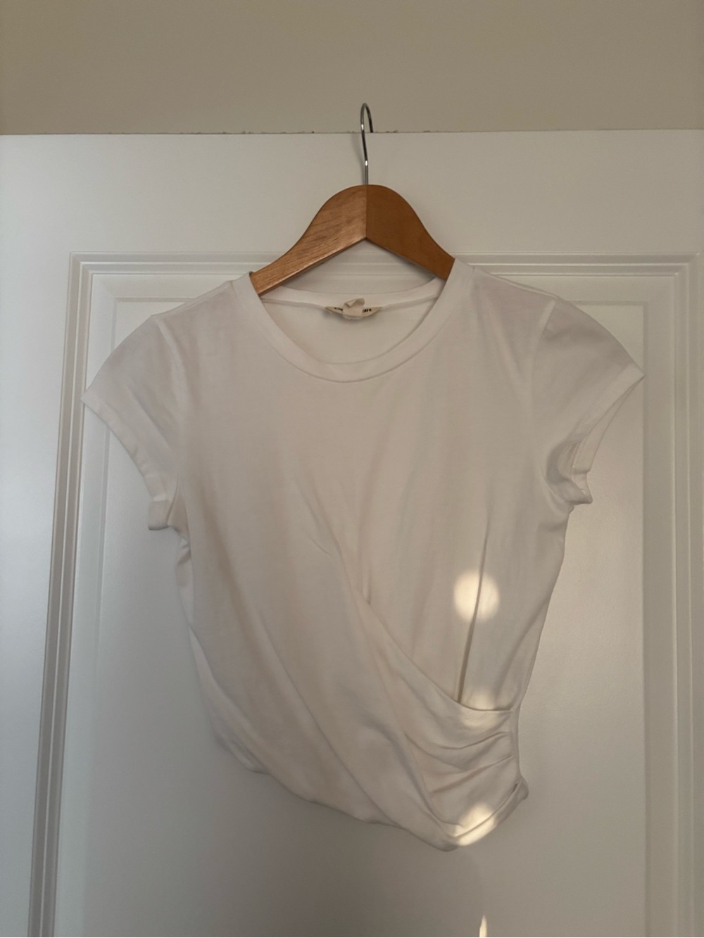 Open Edit Brand, White Twist-Front Crop Top